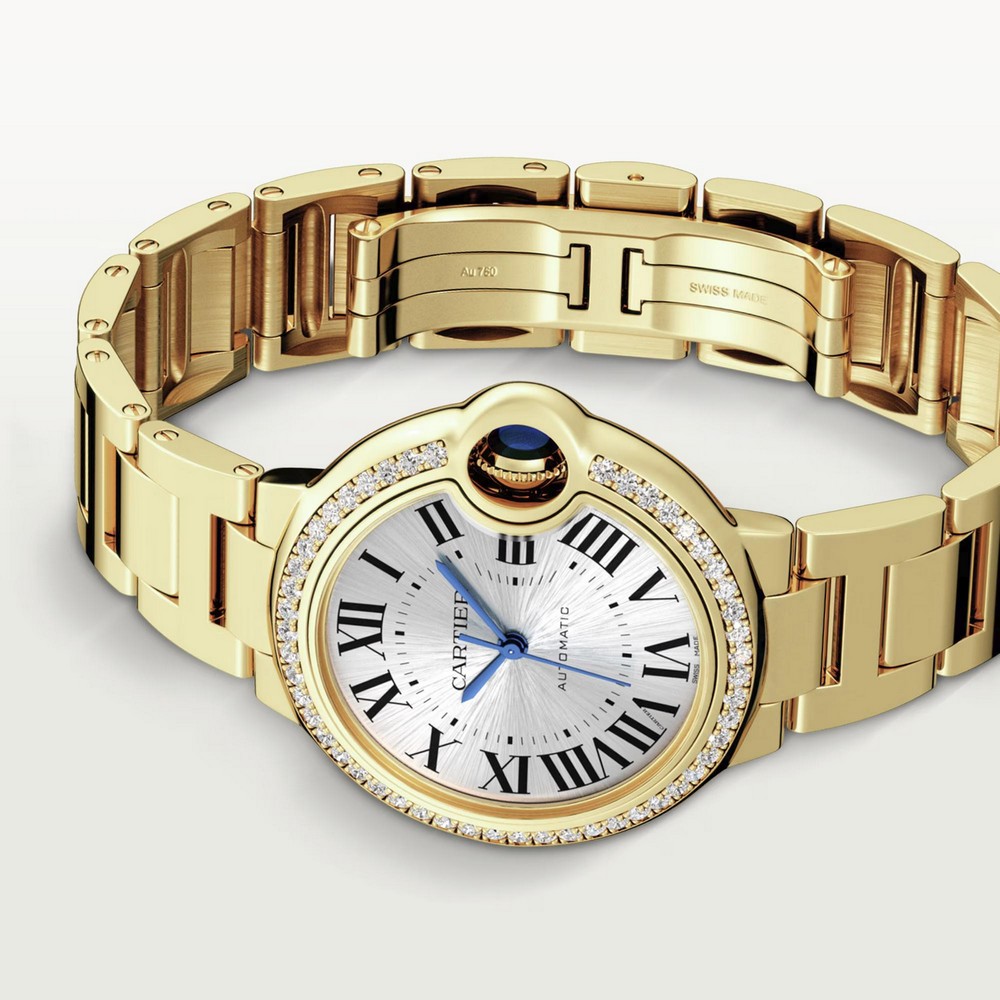 Đồng Hồ Cartier Ballon Bleu De Cartier Watch 33mm Nữ Vàng Xám